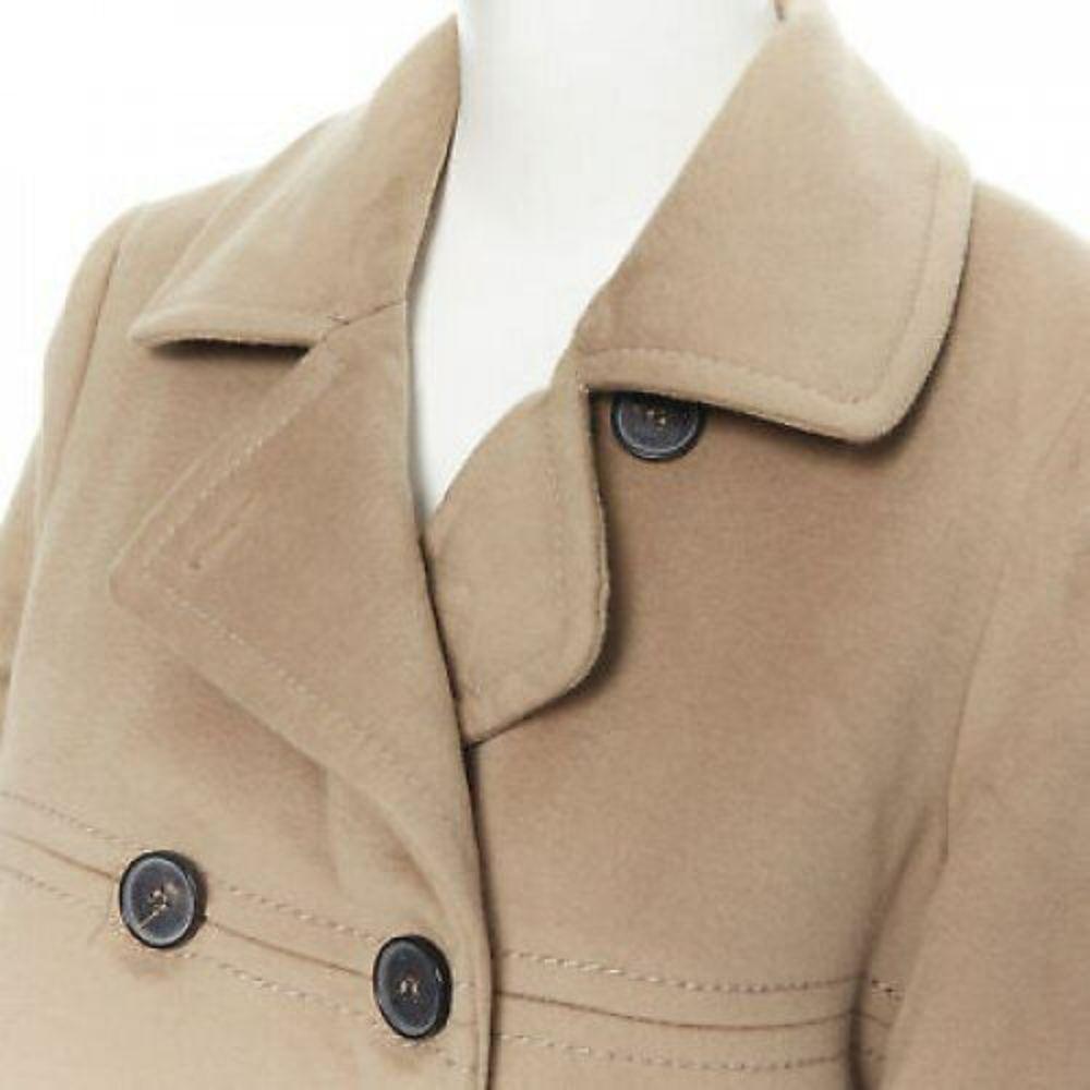 BURBERRY LONDON camel beige wool cashmere blend double breasted jacket US10 L 2
