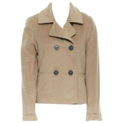 BURBERRY LONDON camel beige wool cashmere blend double breasted jacket US10 L