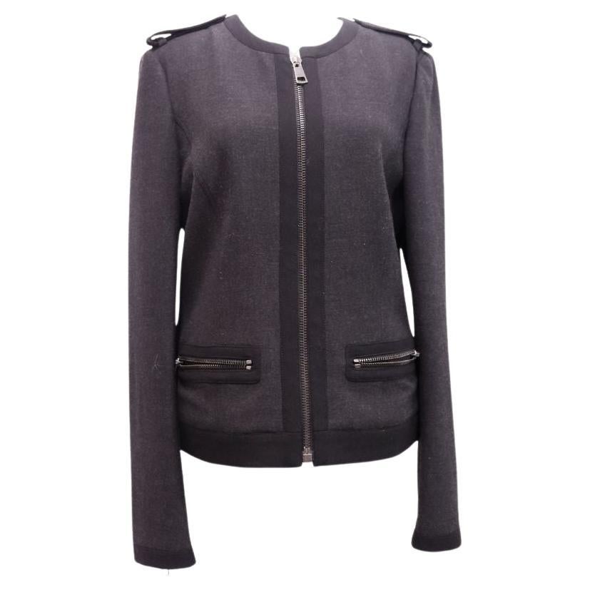 Burberry London Giacca con zip e spalline color carbone - US 10 / EU 42 in vendita