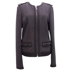 Burberry London Giacca con zip e spalline color carbone - US 10 / EU 42