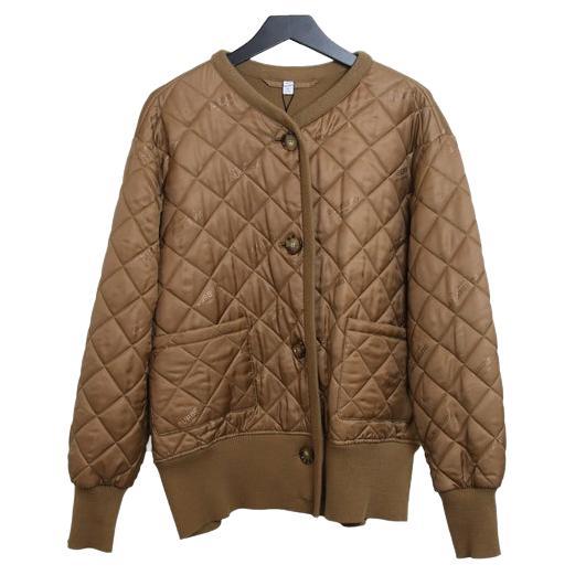 Burberry London England Quilted Cardigan Jacket Warm Brown