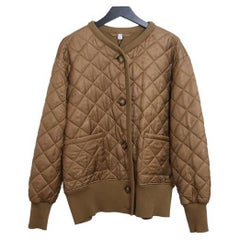 Burberry London England Quilted Cardigan Jacket Warm Brown