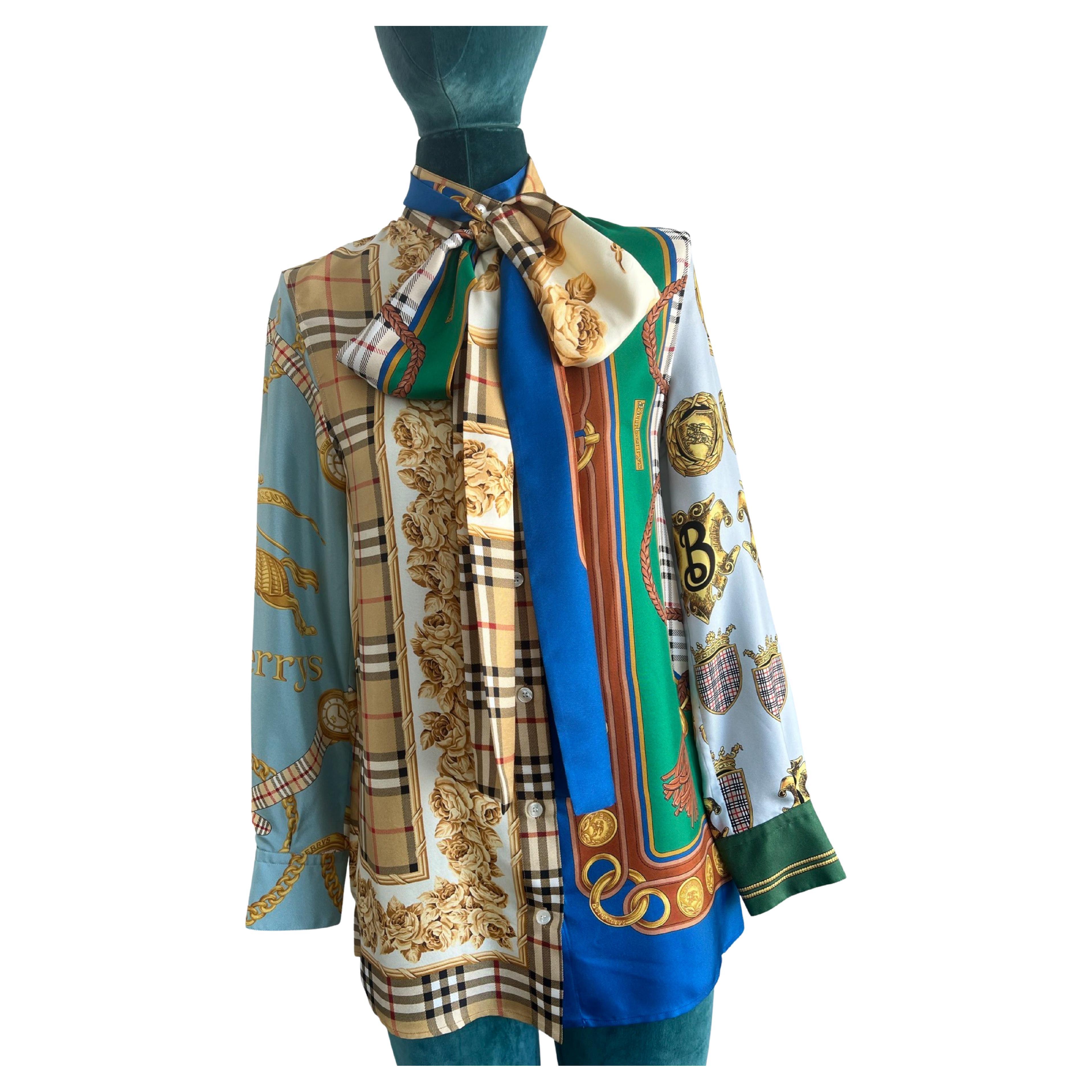 Burberry London England Vintage Inspired Silk shirt  size 0