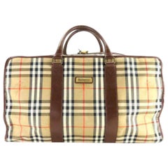 Burberry London Extra Large Nova Check Boston Duffle 231394 Beige Canvas Weekend