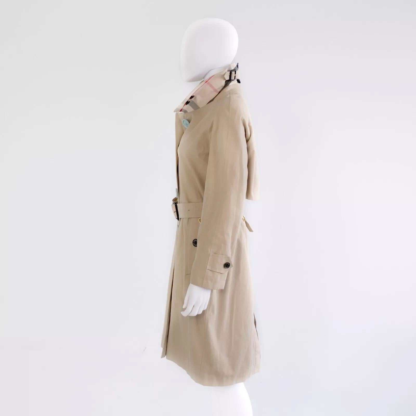 Burberry London Fashion Women's Trench Coat Beige Pre-owned Size 2 For Sale 1