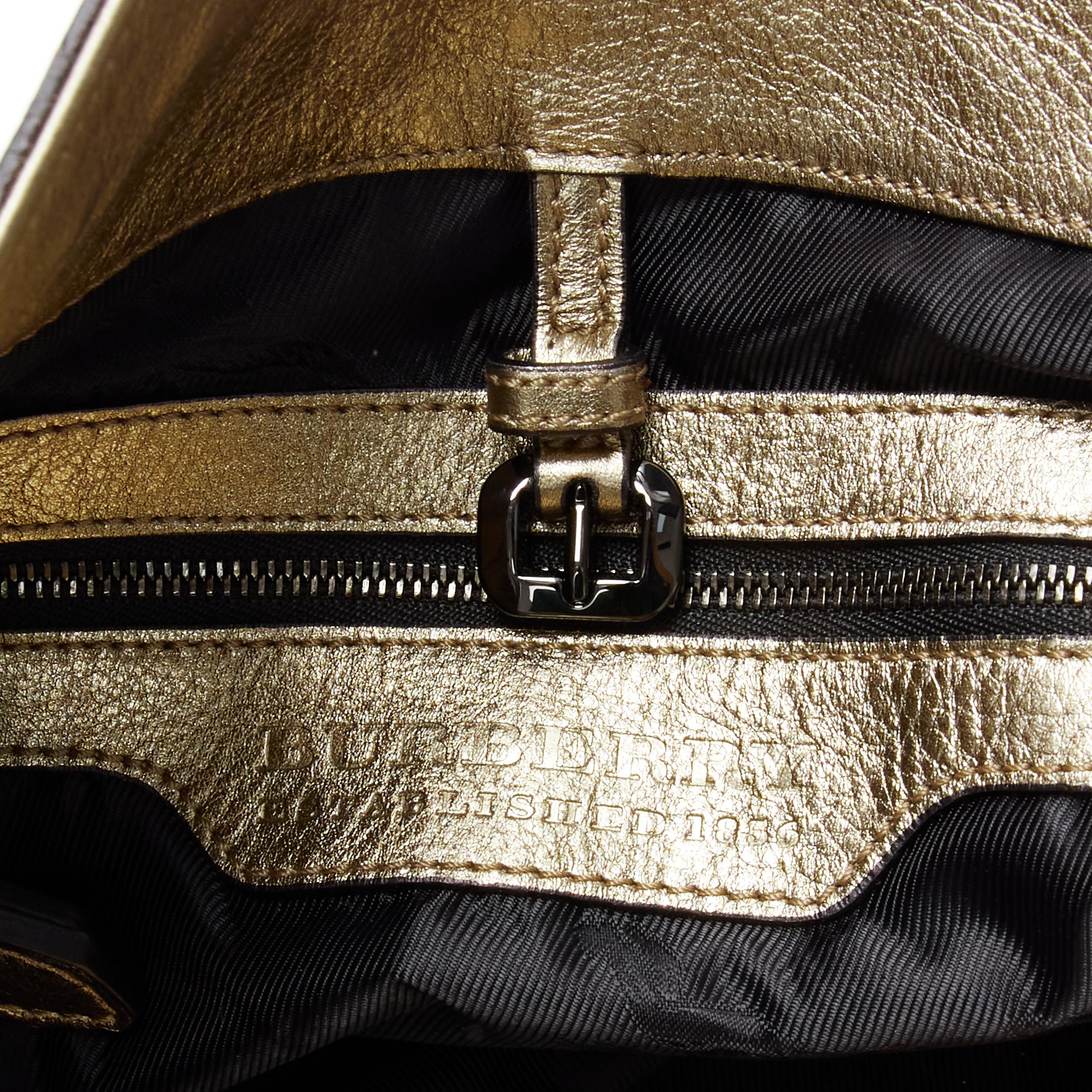BURBERRY LONDON gold woven textured leather belted large top handle tote bag 7