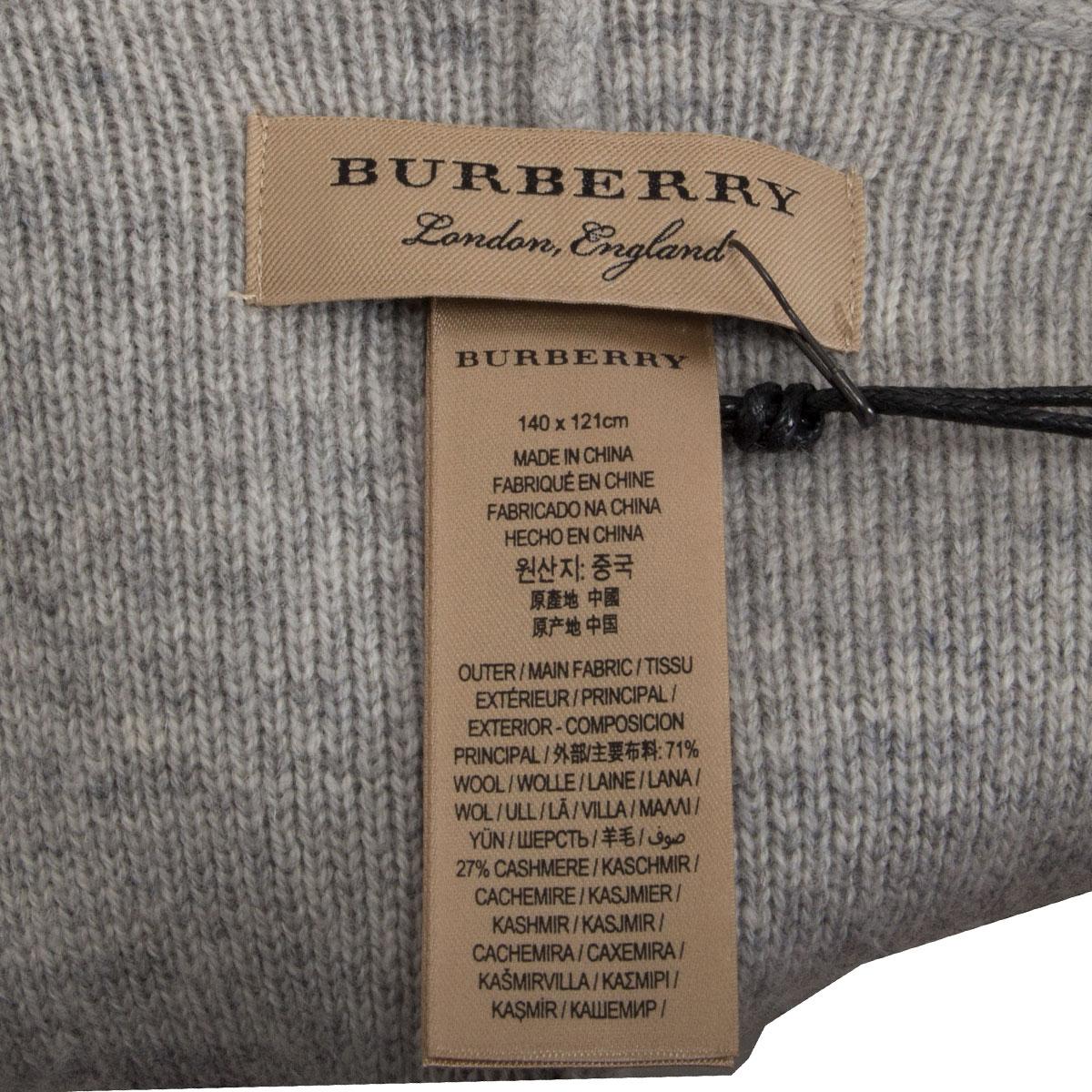Gray BURBERRY LONDON grey wool & cashmere RIBBED SHAWL COLLAR Cape Jacket OS