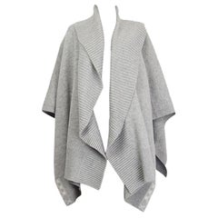 BURBERRY LONDON grey wool & cashmere RIBBED SHAWL COLLAR Cape Jacket OS