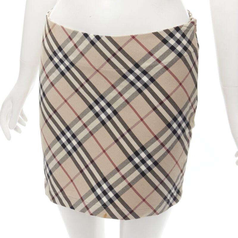 BURBERRY LONDON House Check brown signature mini skirt UK6 US4 S For Sale 2