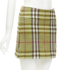 BURBERRY LONDON House Check green wool mini skirt UK6 US4 XS