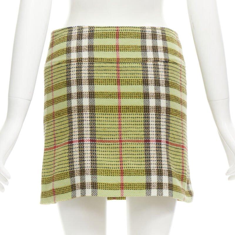 BURBERRY LONDON House Karierter grüner Wollminirock UK6 US4 XS im Zustand „Hervorragend“ im Angebot in Hong Kong, NT