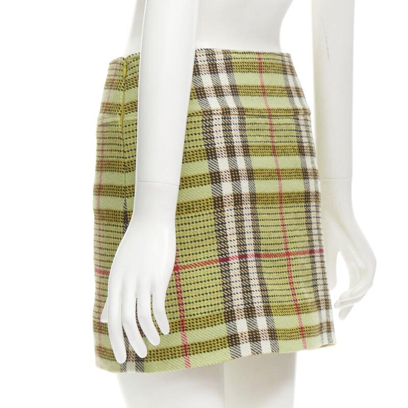BURBERRY LONDON House Karierter grüner Wollminirock UK6 US4 XS Damen im Angebot