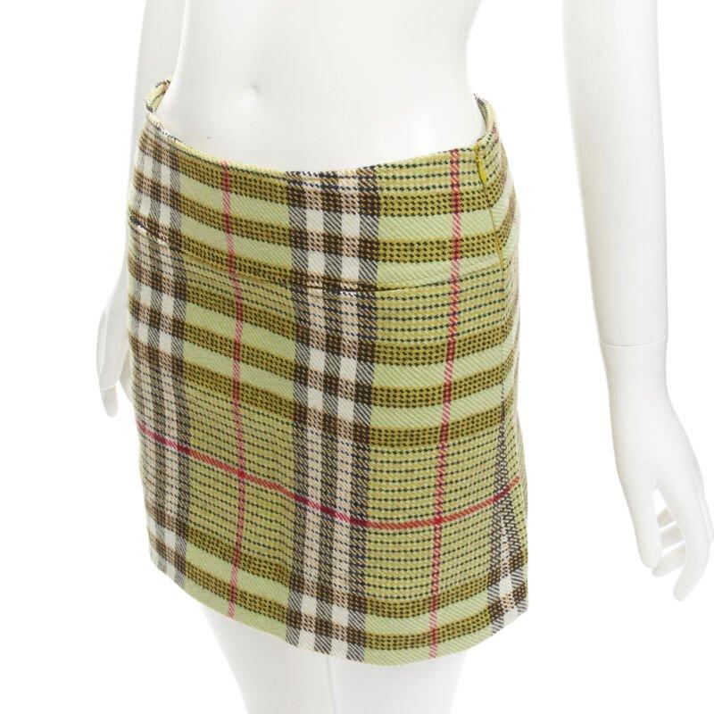 BURBERRY LONDON House Karierter grüner Wollminirock UK6 US4 XS im Angebot 1