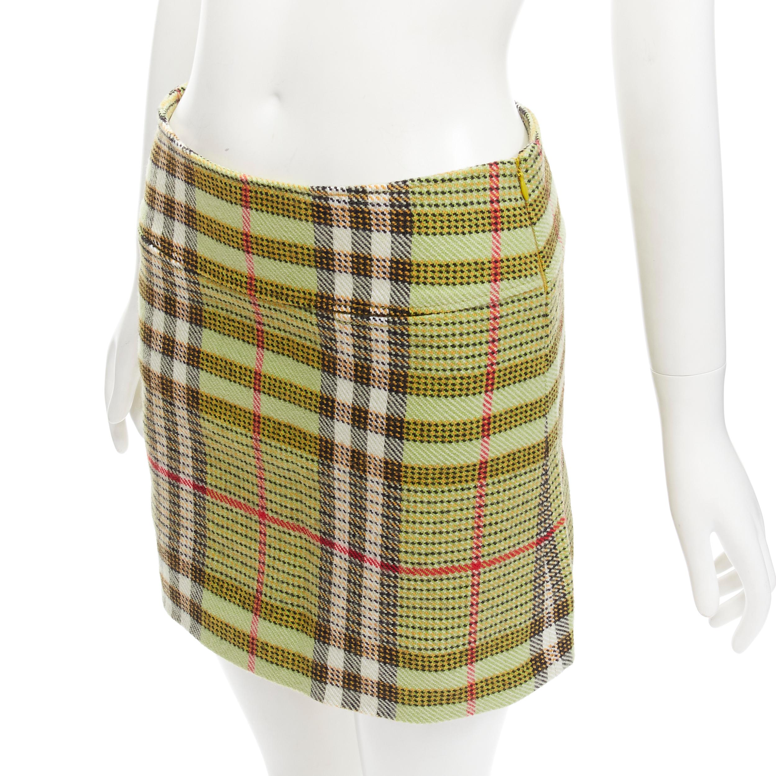 BURBERRY LONDON House Check green wool mini skirt UK6 US4 XS In Excellent Condition For Sale In Hong Kong, NT