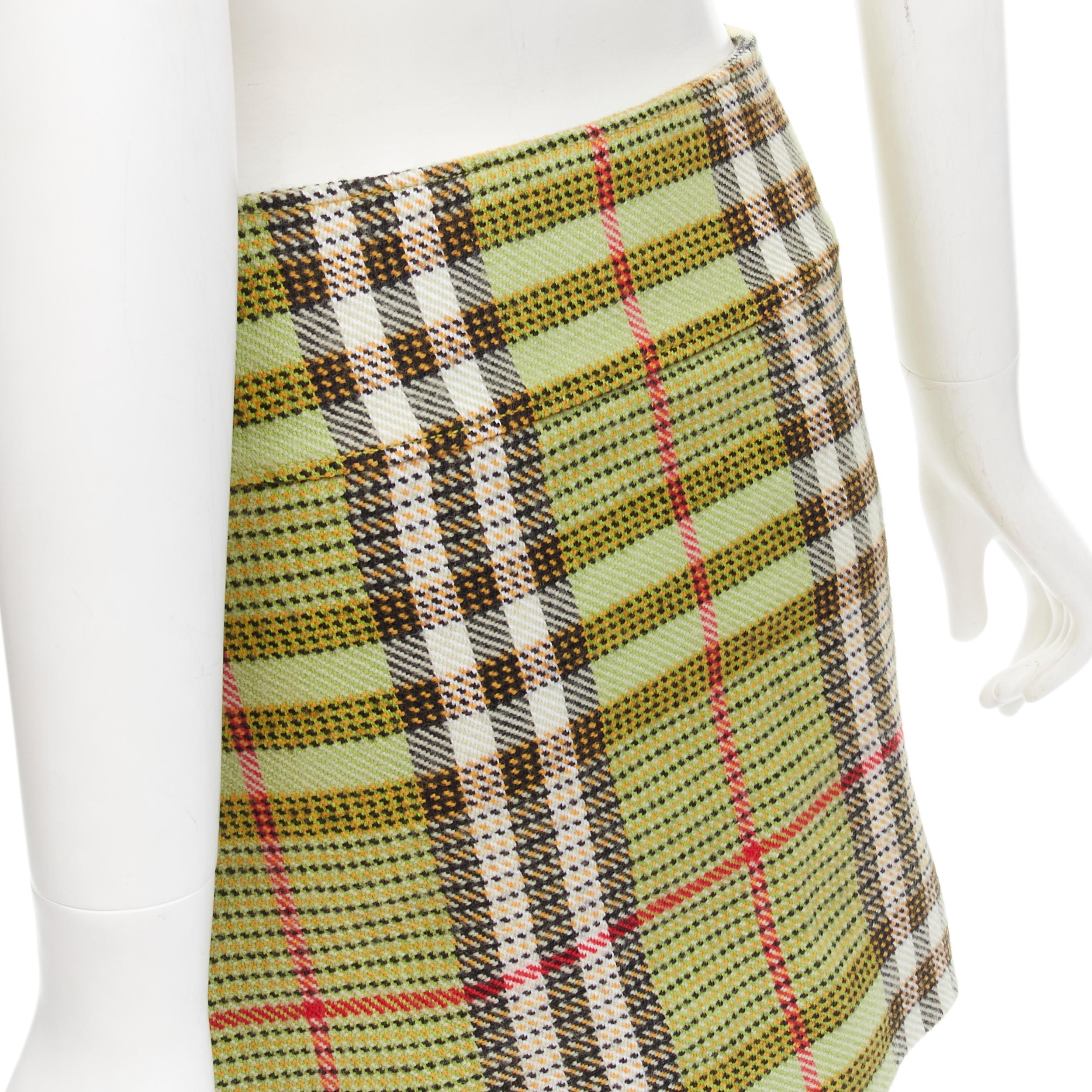 Women's BURBERRY LONDON House Check green wool mini skirt UK6 US4 XS For Sale