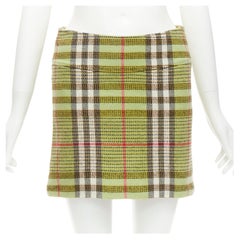 BURBERRY LONDON House Check green wool mini skirt UK6 US4 XS