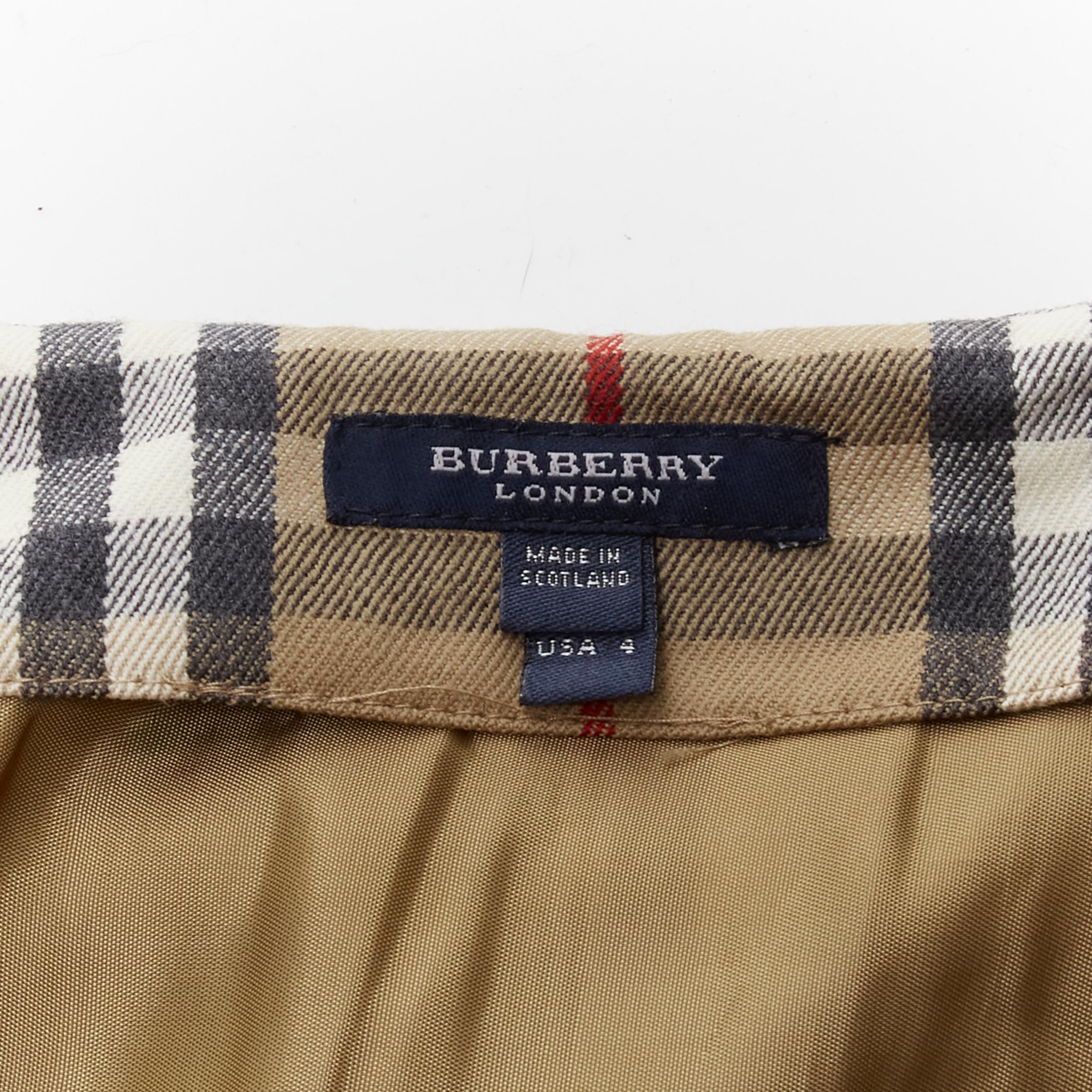 BURBERRY LONDON House - Mini-jupe plissée à carreaux en cuir avec ceinture Y2K GB6 US4 s 4