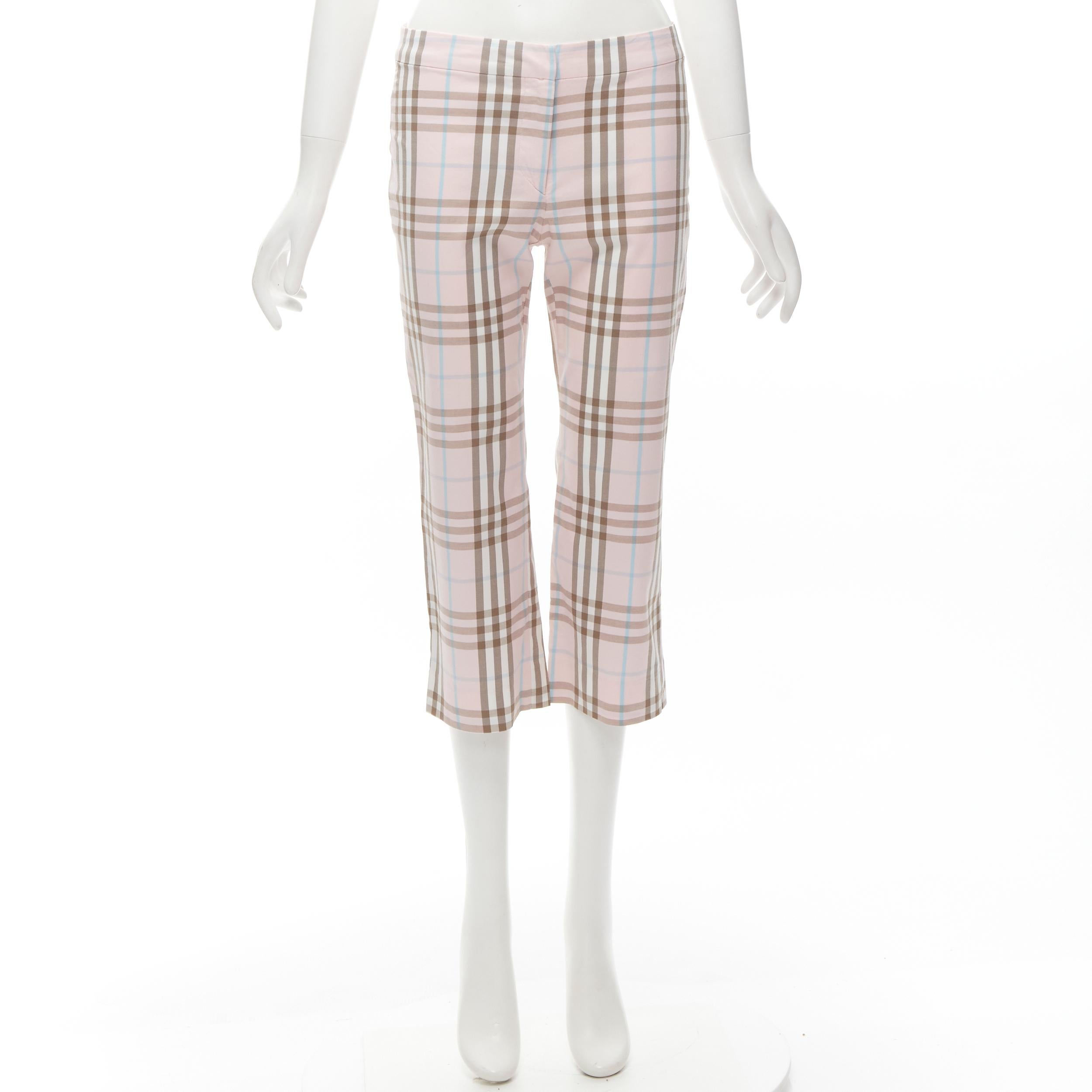 BURBERRY LONDON House Check pink cropped pants Y2K  UK6 US4 For Sale 4