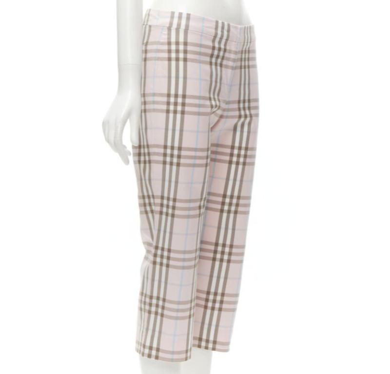Gray BURBERRY LONDON House Check pink cropped pants Y2K  UK6 US4 For Sale