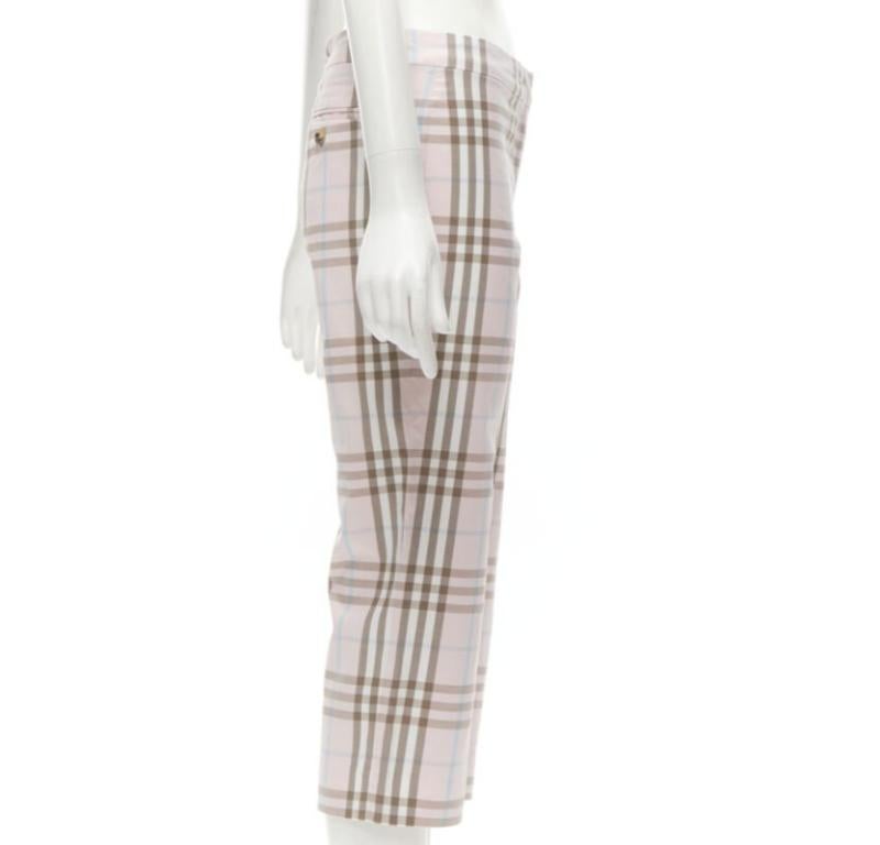 BURBERRY LONDON House Check pink cropped pants Y2K  UK6 US4 In Excellent Condition For Sale In Hong Kong, NT