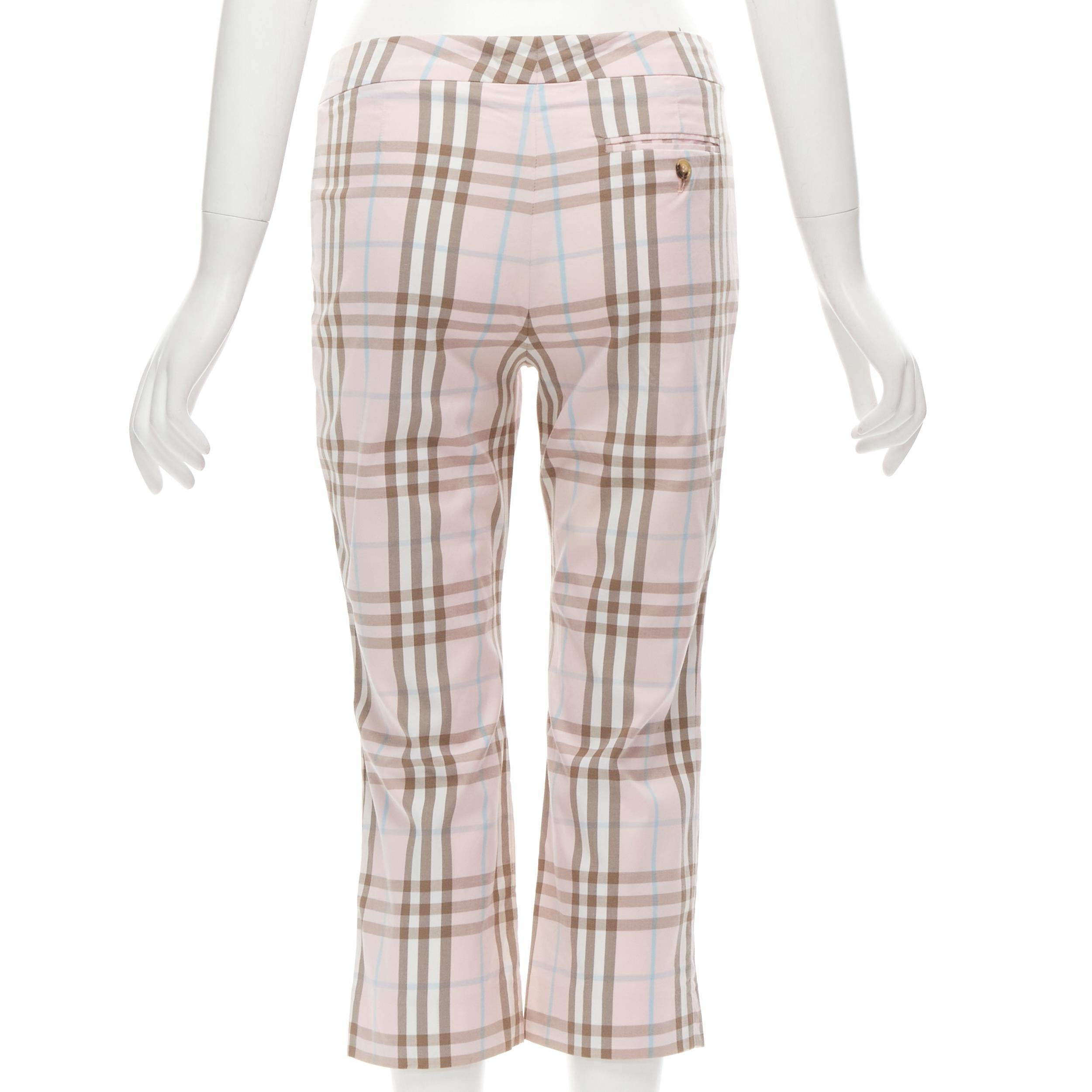 BURBERRY LONDON House Check pink cropped pants Y2K  UK6 US4 In Excellent Condition For Sale In Hong Kong, NT
