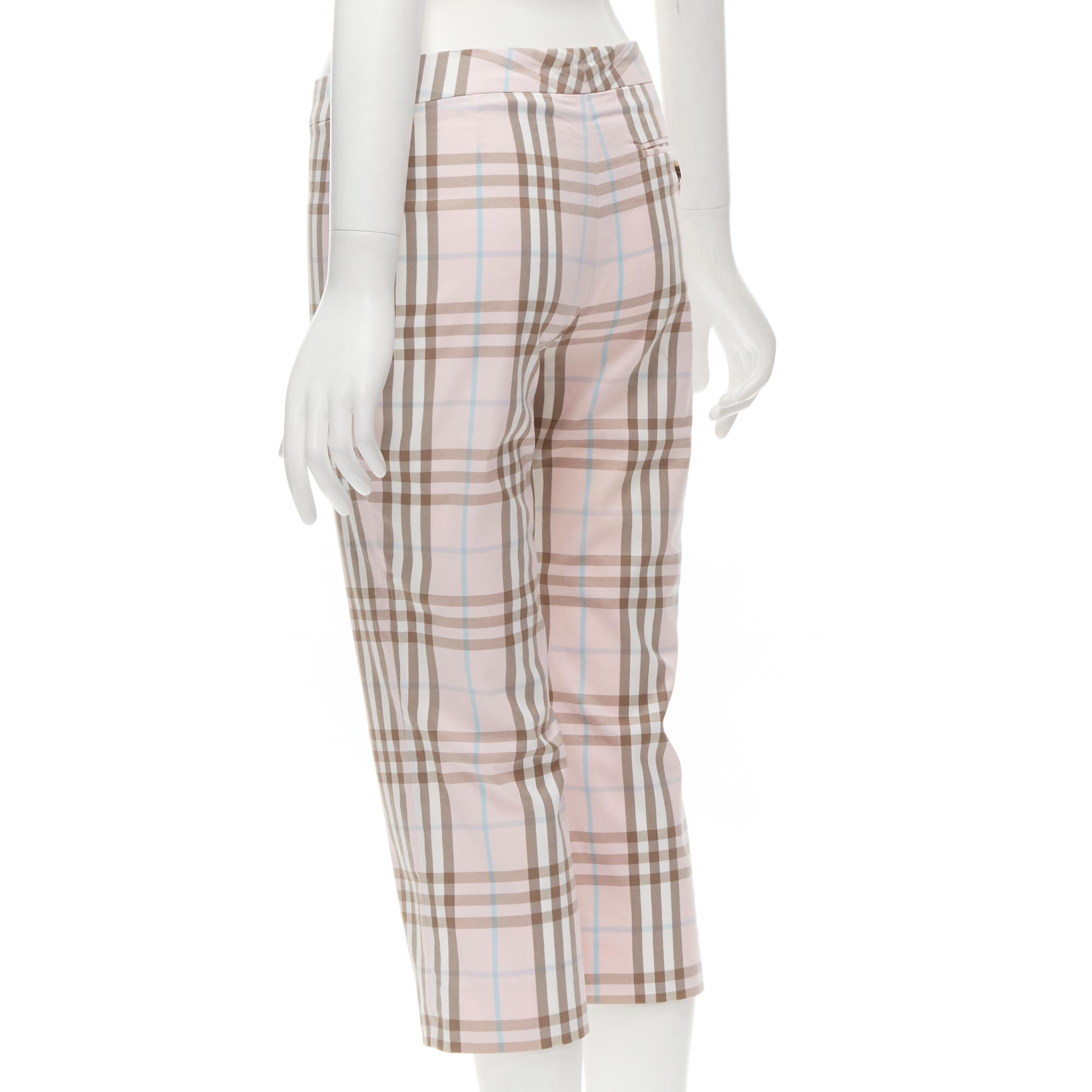 Women's BURBERRY LONDON House Check pink cropped pants Y2K  UK6 US4 For Sale