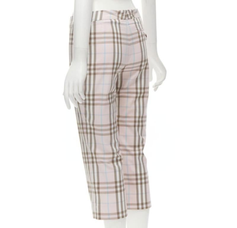 BURBERRY LONDON House Check pink cropped pants Y2K  UK6 US4 For Sale 1