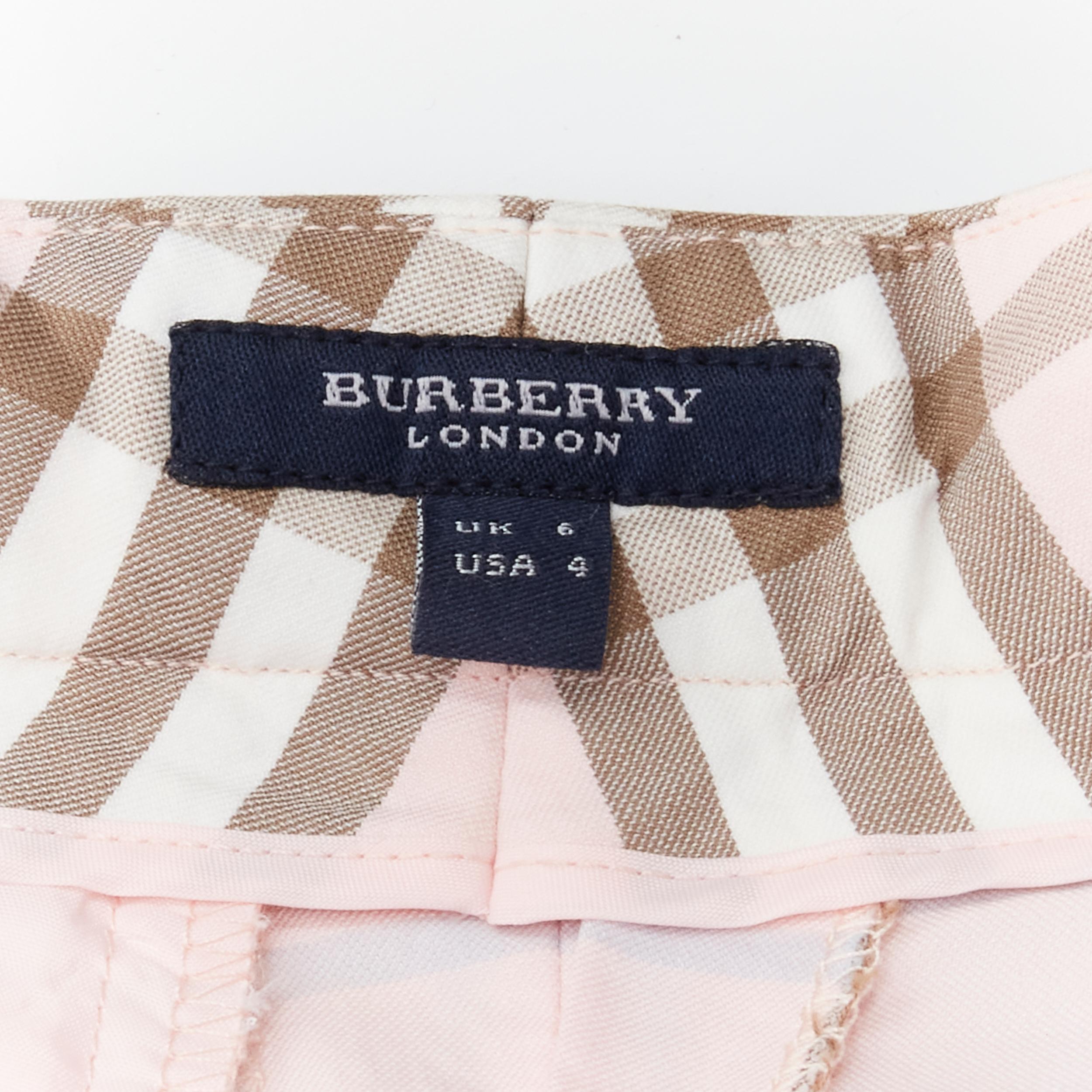 BURBERRY LONDON House Check pink cropped pants Y2K  UK6 US4 For Sale 3