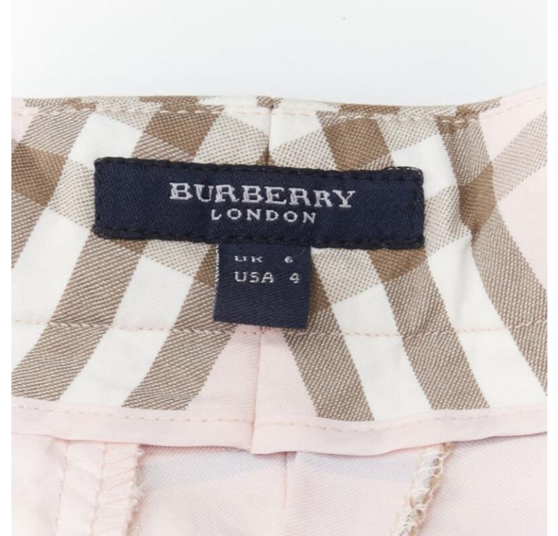 BURBERRY LONDON House Check pink cropped pants Y2K  UK6 US4 For Sale 4