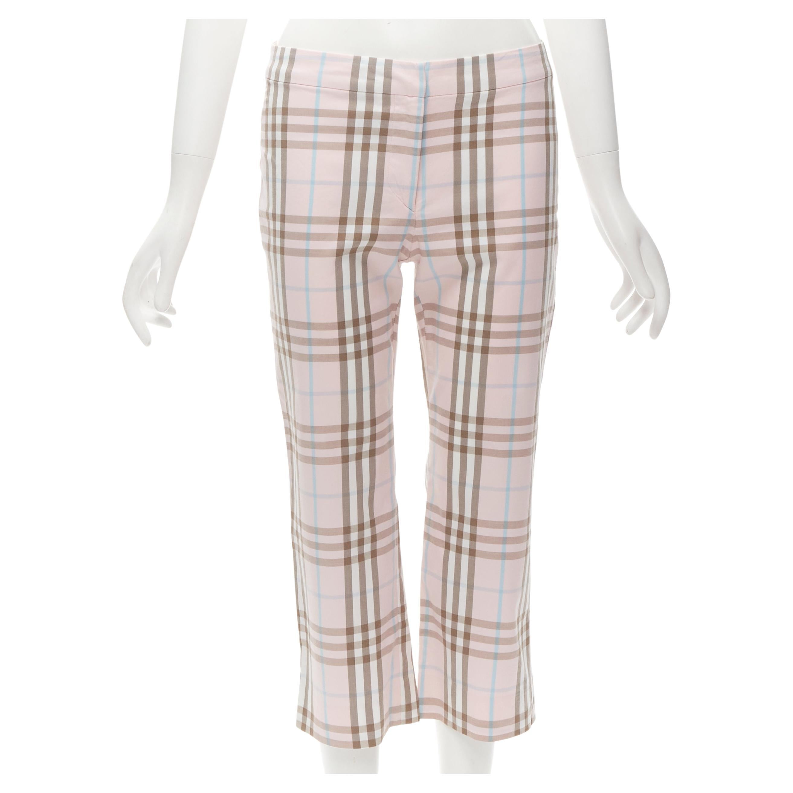 BURBERRY LONDON House Check pink cropped pants Y2K  UK6 US4 For Sale