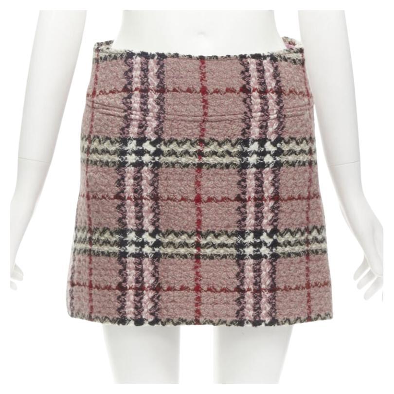 BURBERRY LONDON House Check pink wool tweed boucle mini skirt Y2K UK8 US4 S For Sale at 1stDibs