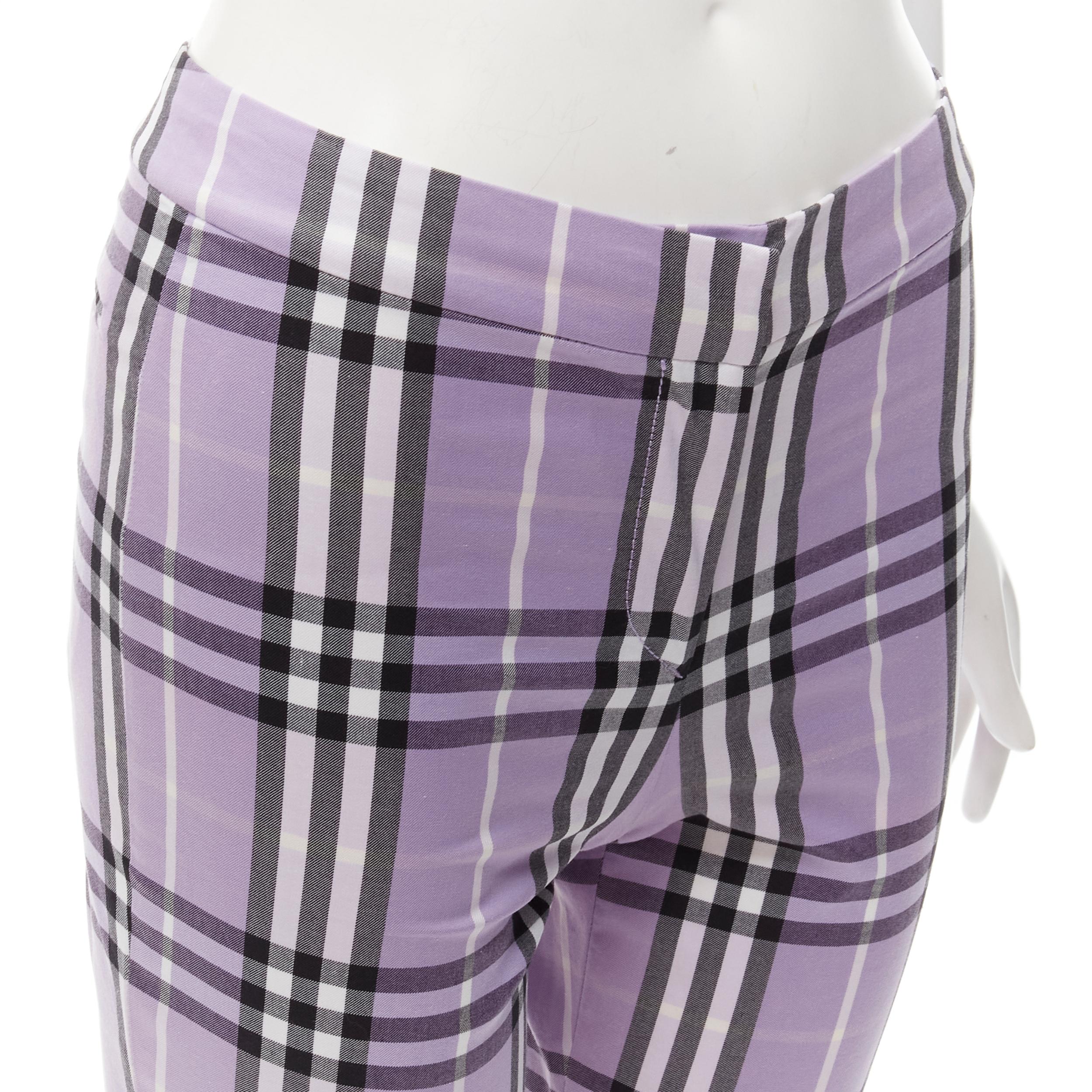 BURBERRY LONDON House Check purple cropped pants Y2K S In Excellent Condition For Sale In Hong Kong, NT
