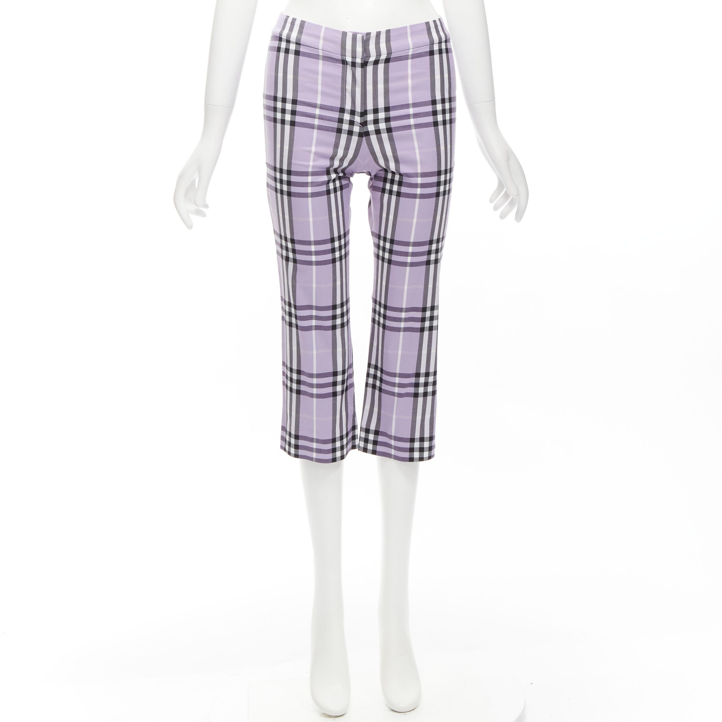 BURBERRY LONDON House Check purple cropped pants Y2K S For Sale 1