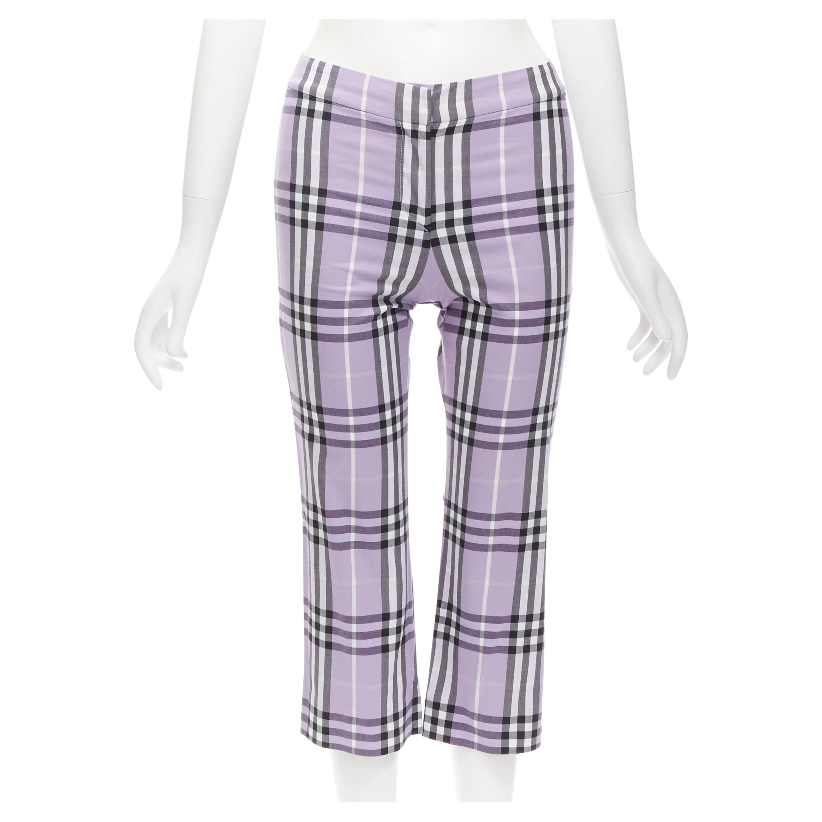 BURBERRY LONDON House Check purple cropped pants Y2K S For Sale
