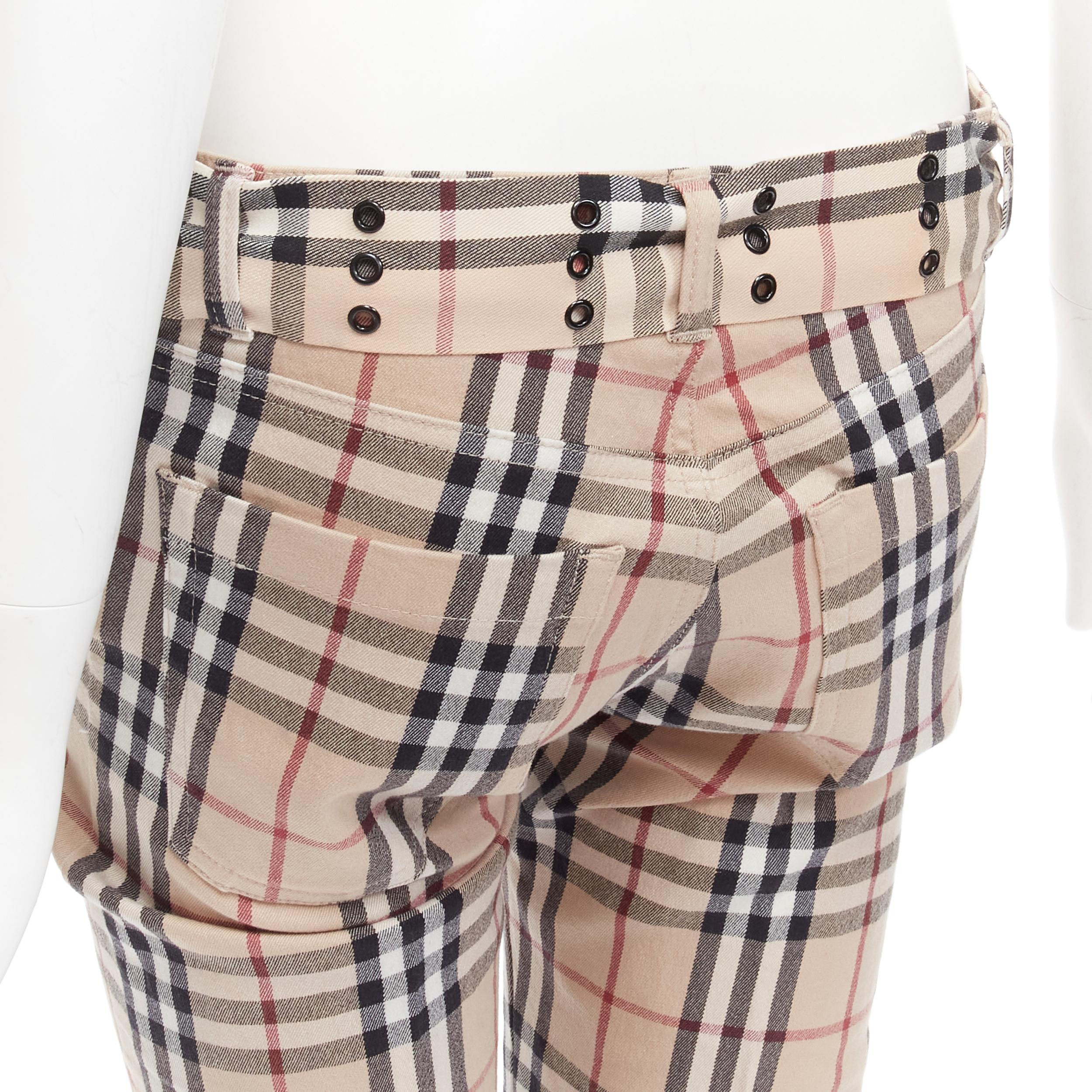 BURBERRY LONDON House Check Signature brown belted cropped pants UK6 US4 S
Brand: Burberry
Extra Detail: Hook eye grommet embellished belt. 4-pocket design. Cropped pants.

CONDITION:
Condition: Excellent, this item was pre-owned and is in excellent
