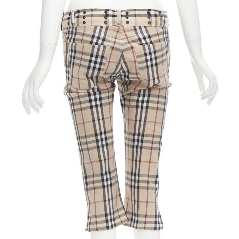 BURBERRY LONDON House Karierte braune Hose mit Gürtelausschnitt UK6 US4 S Damen im Angebot