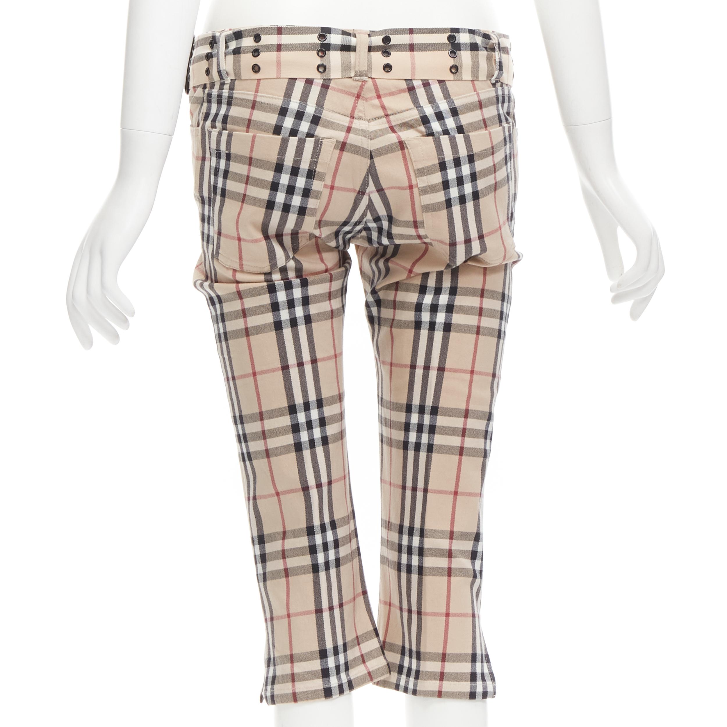 Women's BURBERRY LONDON House Check Signature brown belted cropped pants UK6 US4 S For Sale