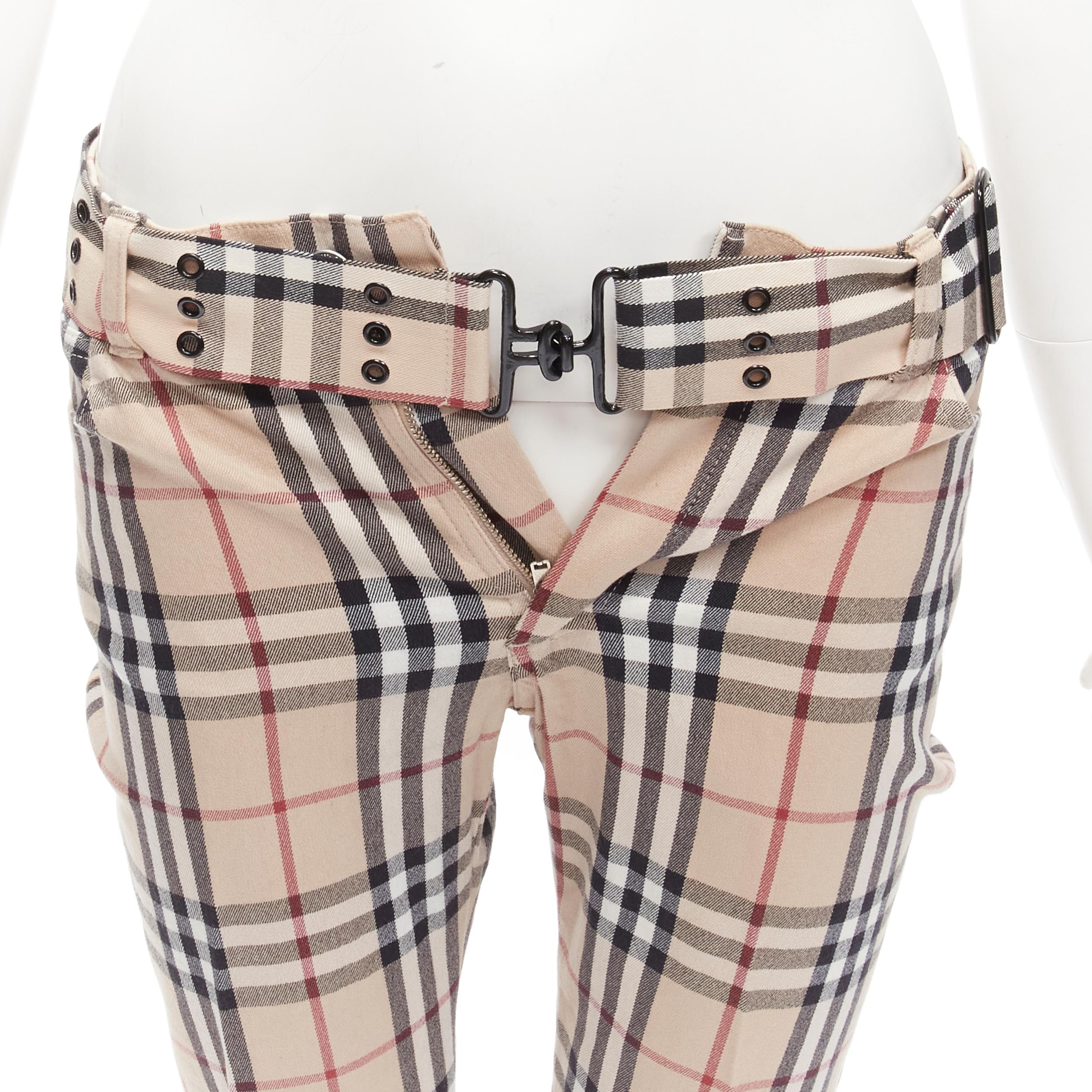 BURBERRY LONDON House Check Signature brown belted cropped pants UK6 US4 S For Sale 2