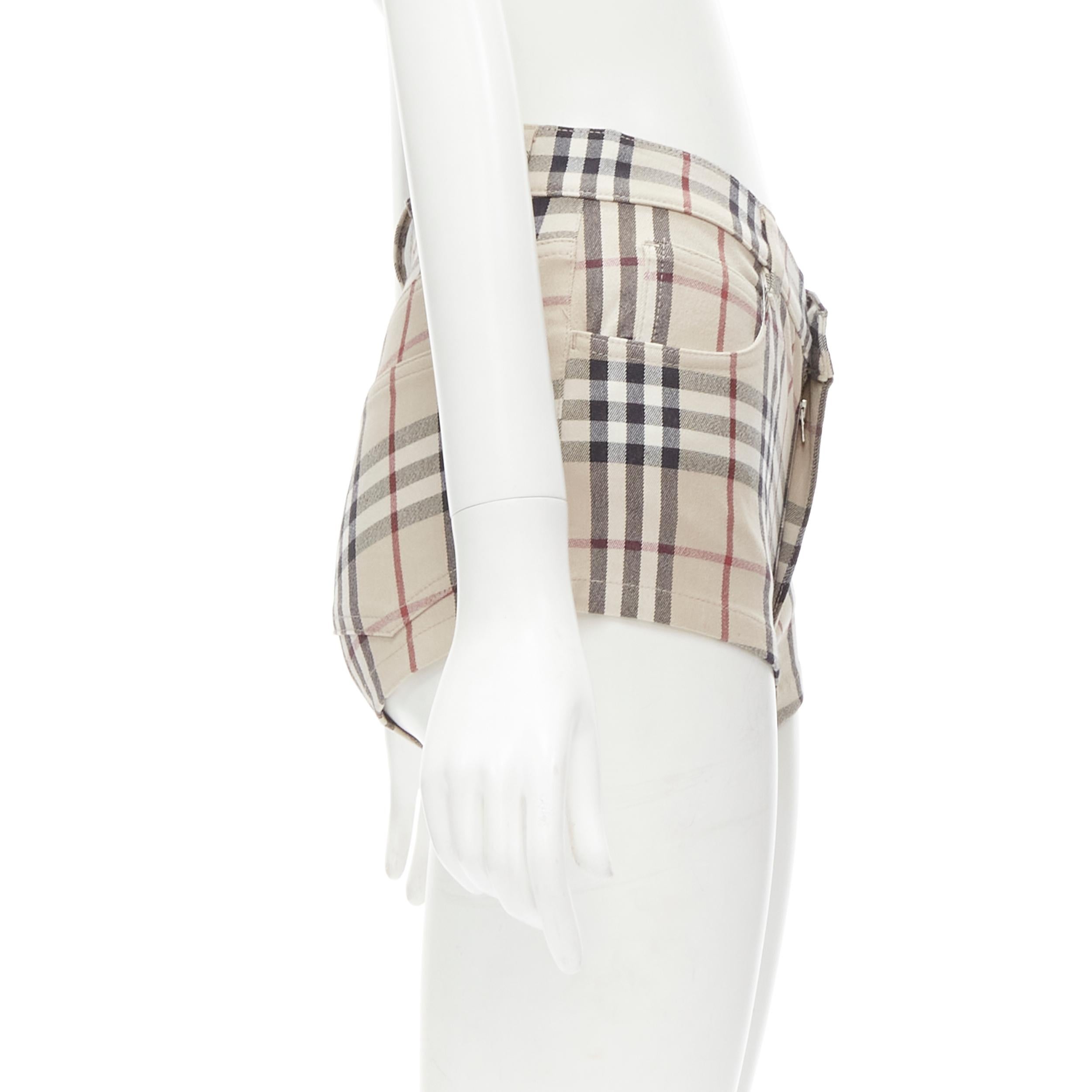 Beige BURBERRY London House Check signature check beige mini shorts UK6 XS For Sale