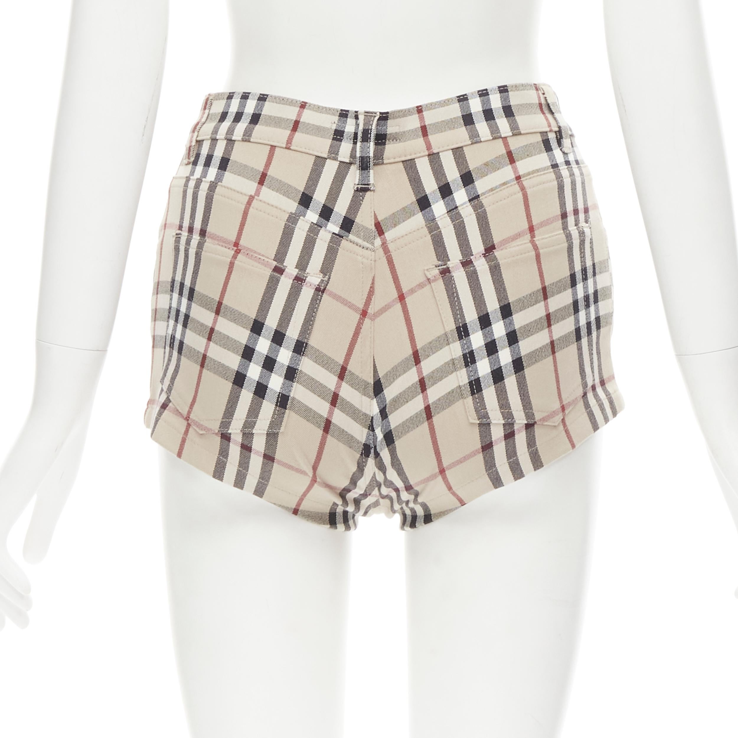 BURBERRY London House Check signature check beige mini shorts UK6 XS In Excellent Condition For Sale In Hong Kong, NT