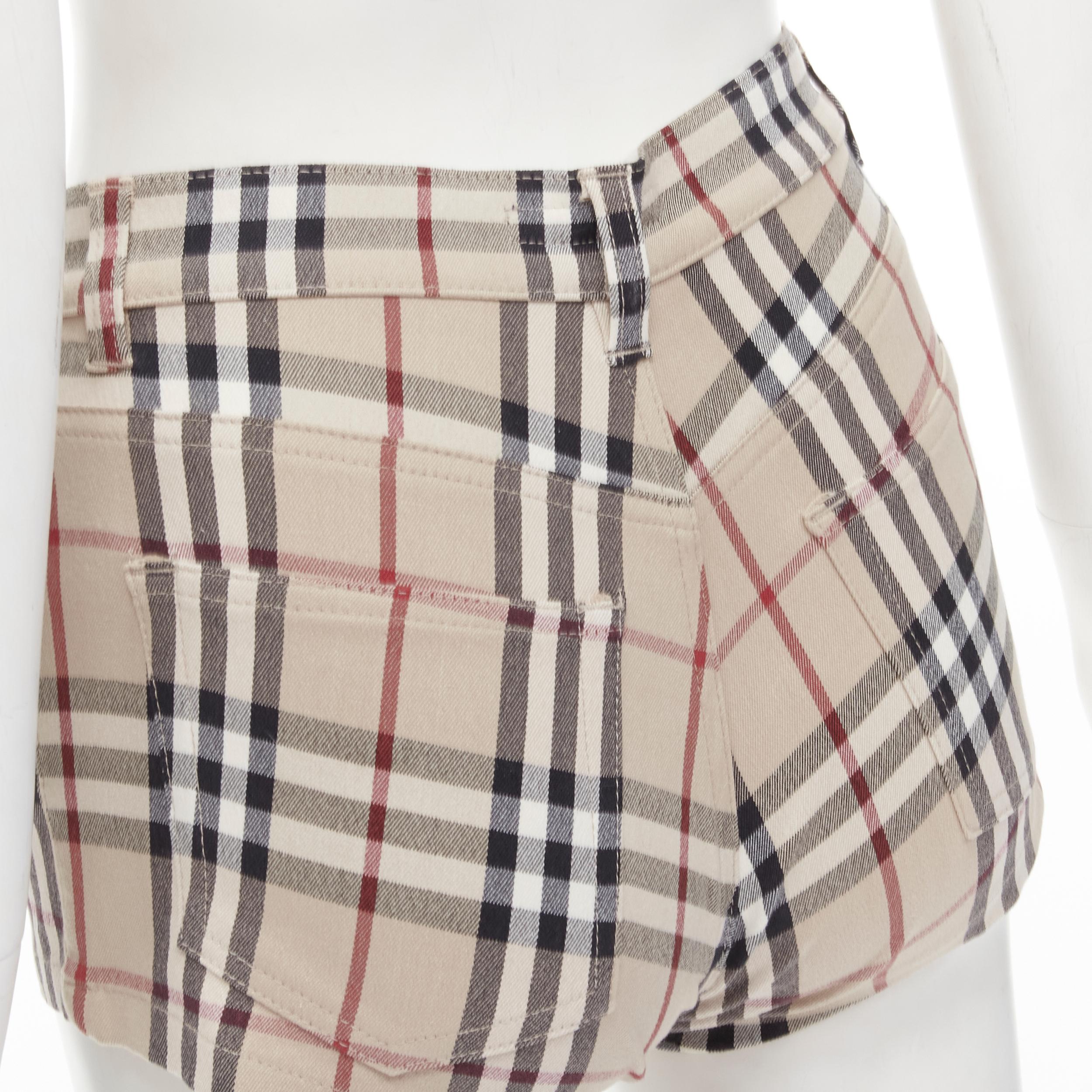 BURBERRY London House Check signature check beige mini shorts UK6 XS For Sale 1