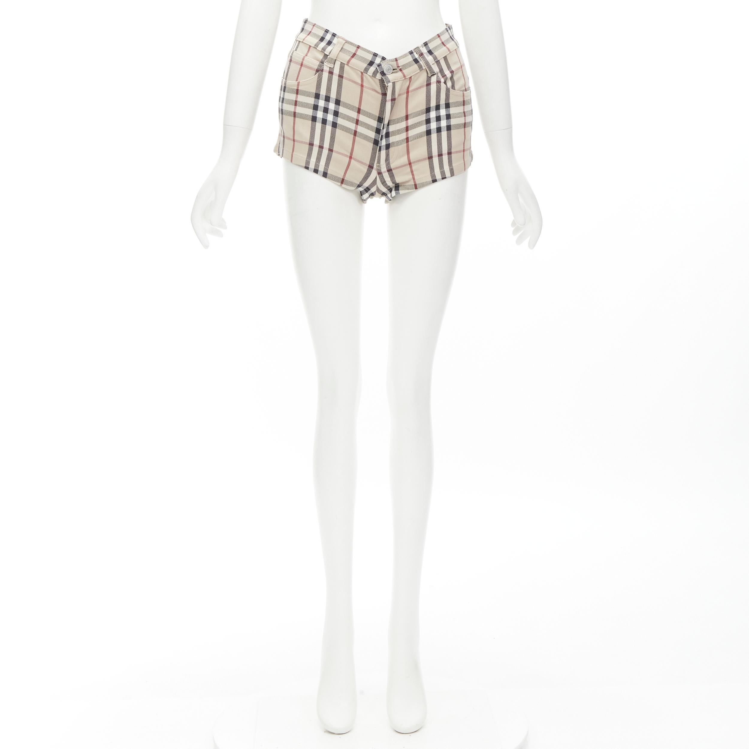 BURBERRY London House Check signature check beige mini shorts UK6 XS For Sale 3