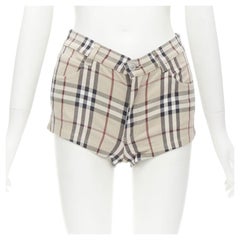 BURBERRY London House Check signature check beige mini shorts UK6 XS