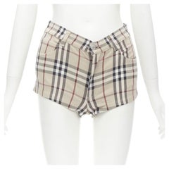 BURBERRY London House Check signature check beige mini shorts UK6 XS