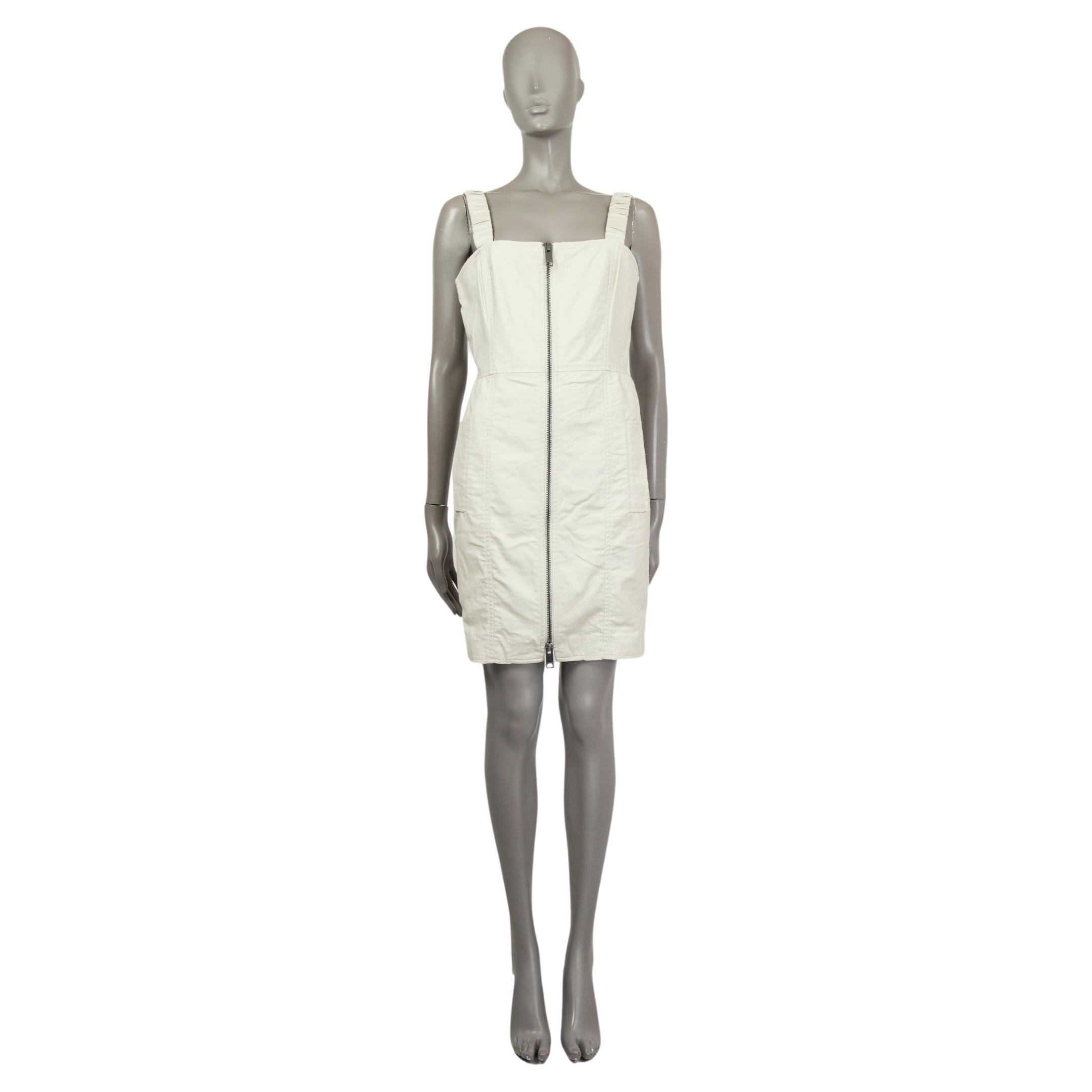 BURBERRY LONDON ivory cotton SLEEVELESS ZIP FRONT Dress 10 M For Sale