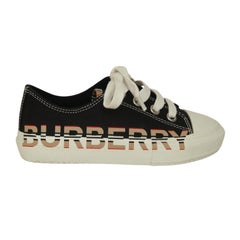 BURBERRY London Kid's Sneakers K1-MINI LARKHALL Black Low-Top Check Lace Up 27