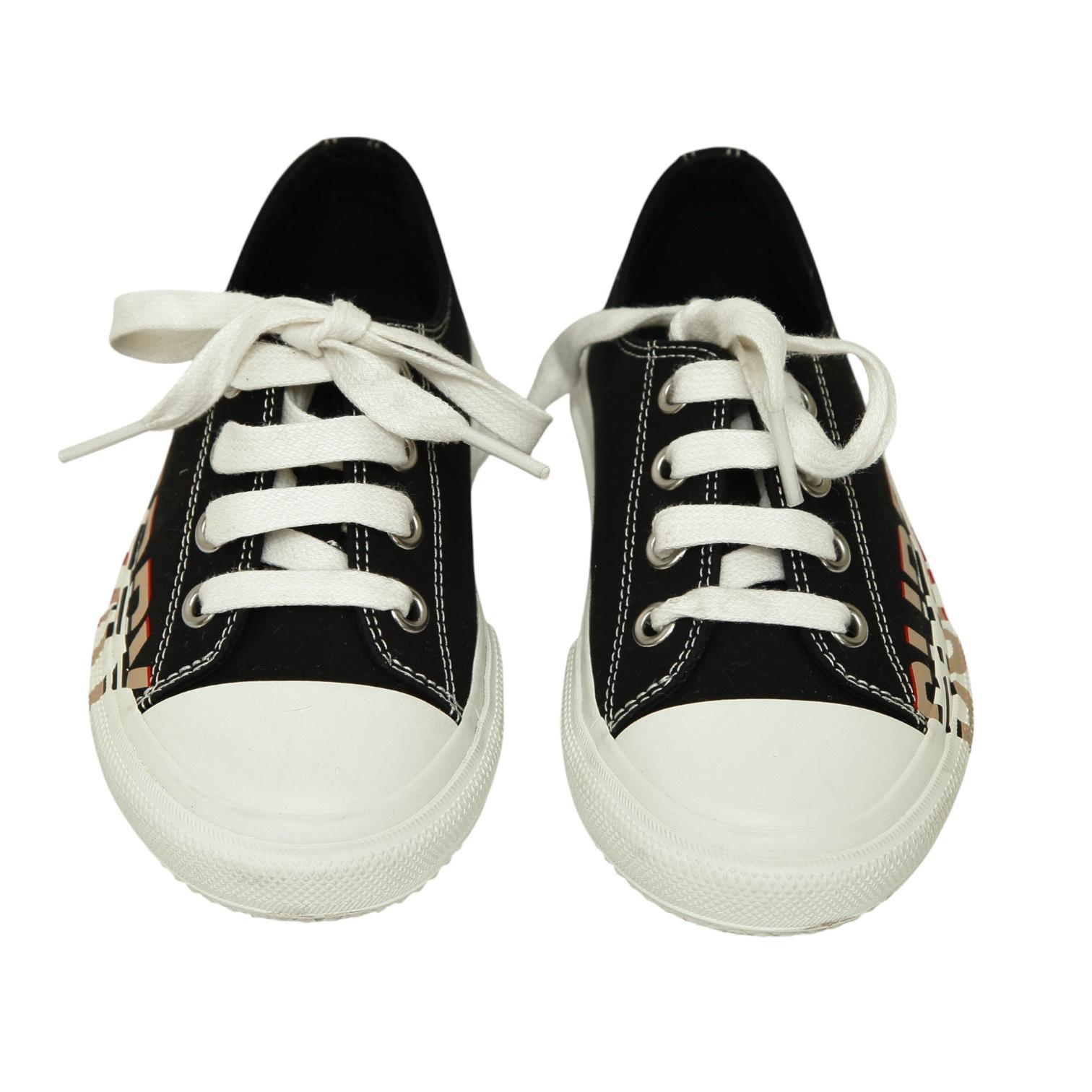 BURBERRY London Kid's Sneakers K1-MINI LARKHALL Black Low-Top Check Lace Up 27 For Sale 1
