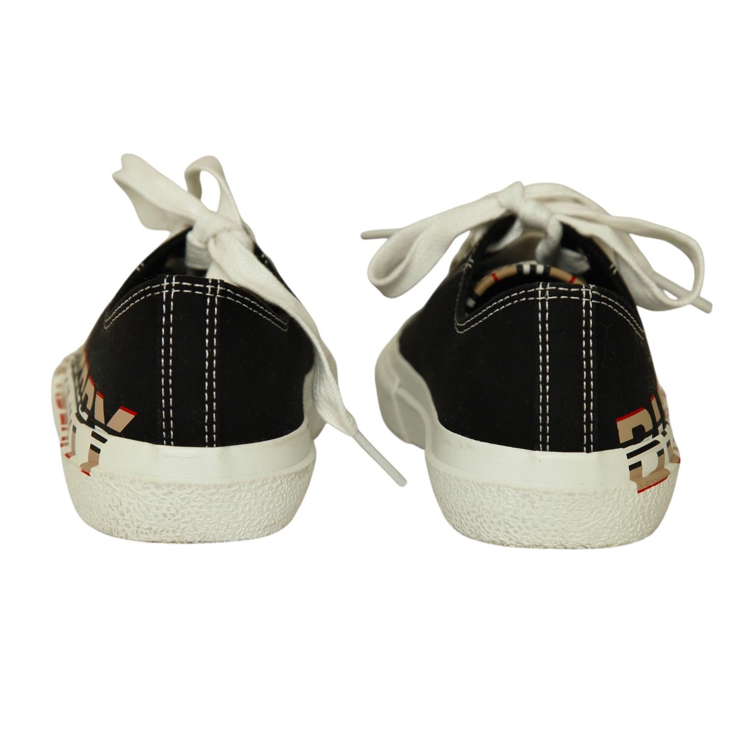 BURBERRY London Kid's Sneakers K1-MINI LARKHALL Black Low-Top Check Lace Up 27 For Sale 3