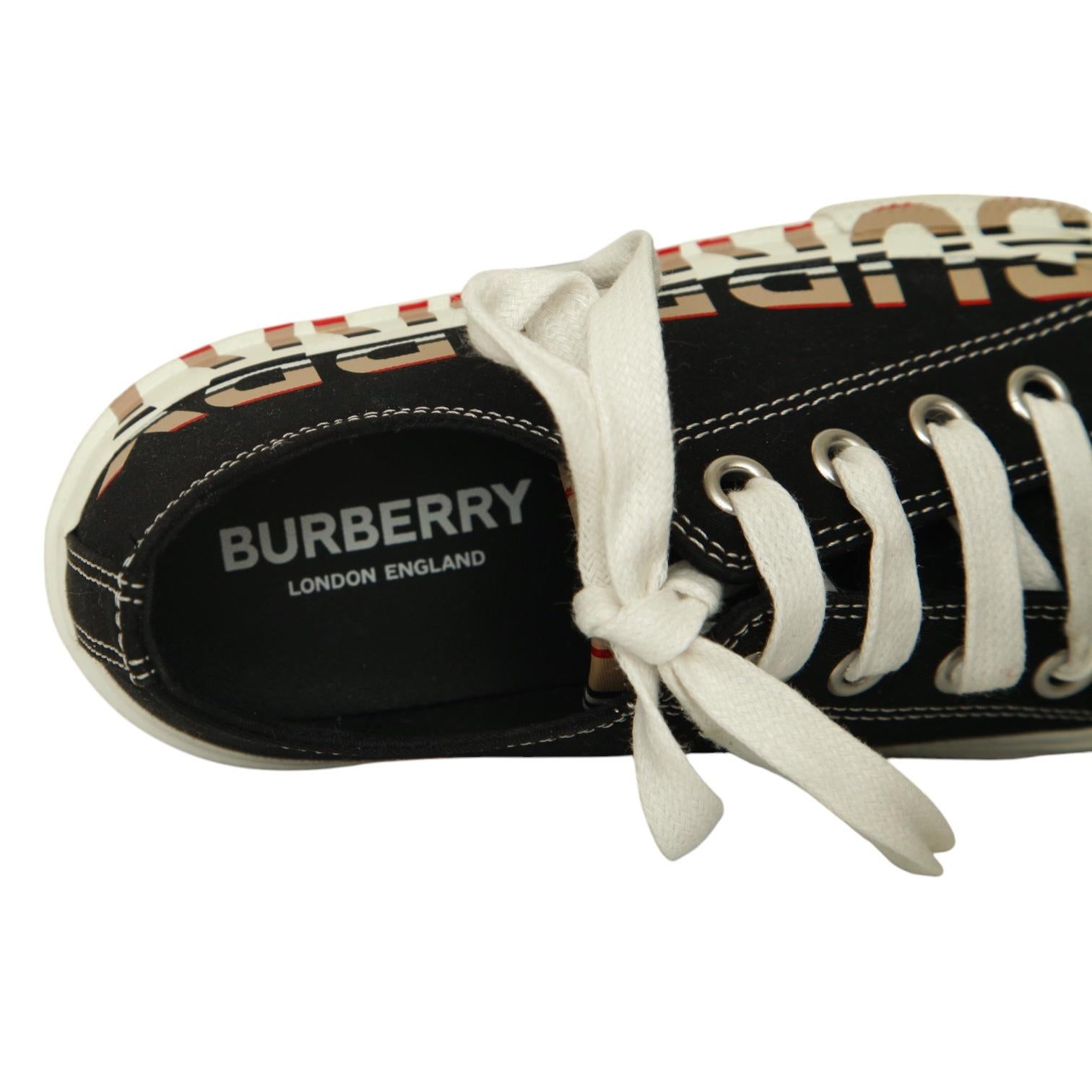 BURBERRY London Kid's Sneakers K1-MINI LARKHALL Black Low-Top Check Lace Up 27 For Sale 4