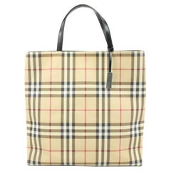 Burberry London Large Beige Nova Check Coated Canvas Shopper Tote Upcycle Ready 